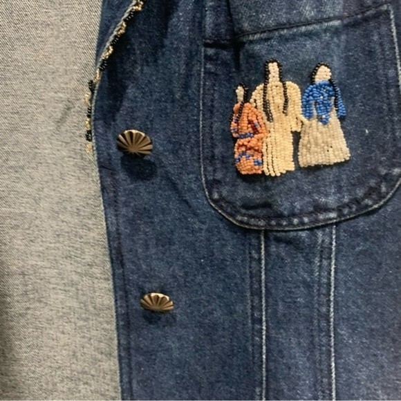 Vintage mixed media wrangler jacket size L. Leather , suede , cotton, beaded - Picture 11 of 13